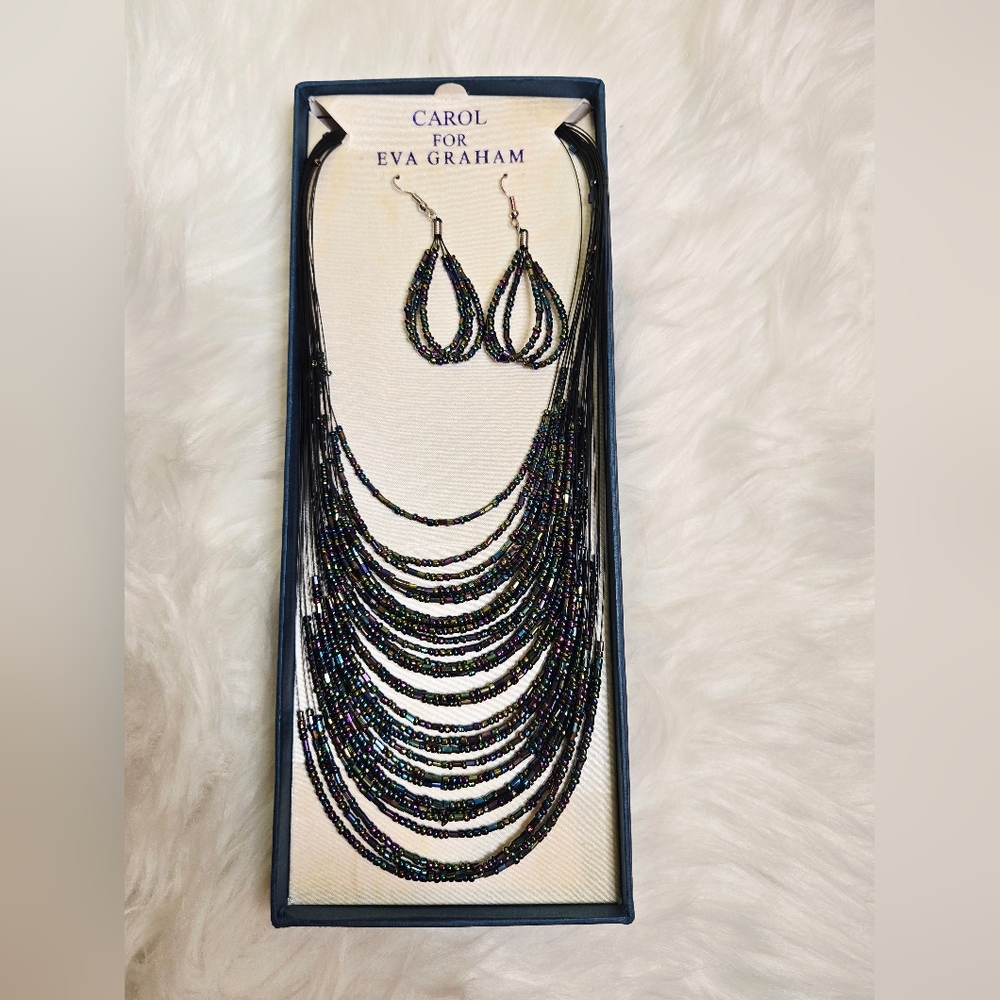 Vintage Carol For Eva Graham Necklace And Earring Set In Box